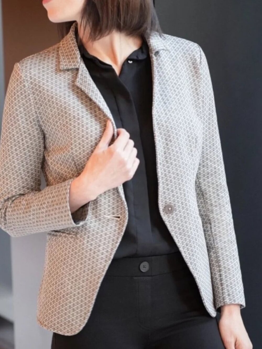 New Betabrand Basket Weave Transcendent Ponte Stretch Blazer Medium